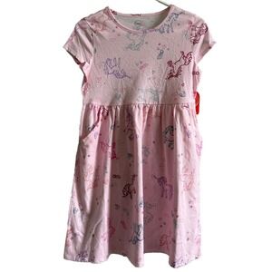 Wonder Nation NWT Girls Pink PLAY SUMMER Dress Size L (10-12)‎ PLUS UNICORNS